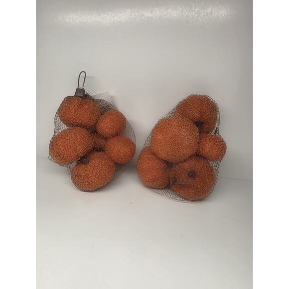 Bag Of Fabric Pumpkins Arts & Crafts Decor Perfect Harvest Orange Fuzzy 2 Pack - Picture 1 of 5